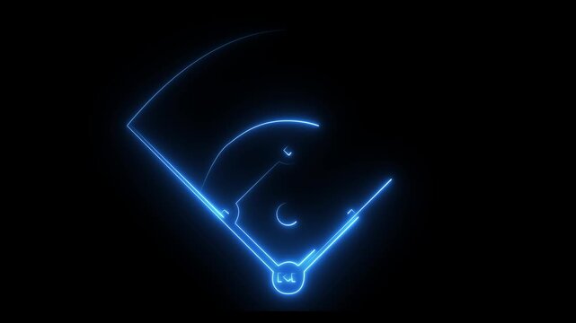 Baseball diamond neon line diagram. Animation of digital baseball field with glowing elements and data visualization Baseball diamond graphic Clipart image isolated on black background