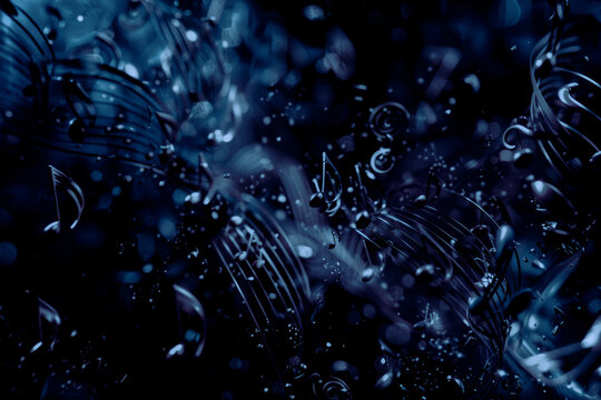 Blue atmospheric sound visualization with deja vu symbolism