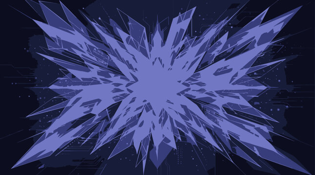 Abstract dark purple crystal explosion with sharp shattered shards background