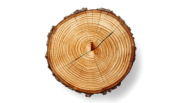 Tree Trunk Cross Section with Visible Growth Rings and Natural Wood Grain Patterns