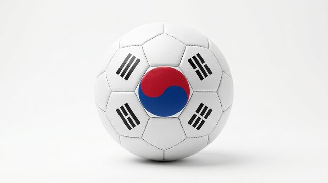 Soccer ball with south korean flag design isolated on white background