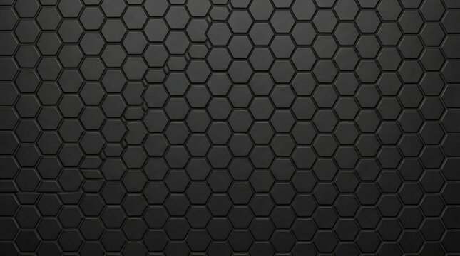 Dark Hexagonal Pattern: A deep, textured background composed of repeating dark hexagonal shapes creating a modern and sophisticated geometric design.