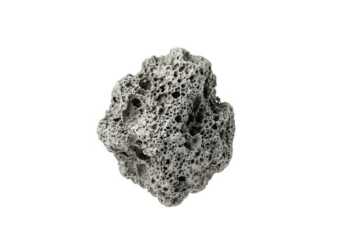 Volcanic lava rock with porous texture, natural grey pumice stone for spa and skincare, organic basalt mineral specimen for geology isolated on Transparent Background