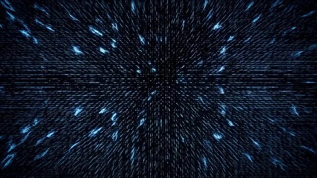 Dynamic digital matrix: futuristic blue data streams in motion