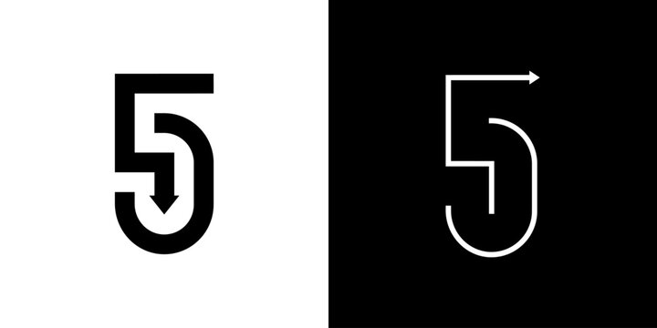 Number 5, numeral five, different numbers, vector illustration 10EPS
