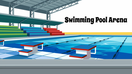 swimming pool stadium environment with professional sports competition aquatic arena athlete recreation tournament landscape for international racing events training performance © Ethan