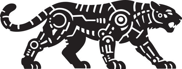 Fototapeta premium Stylized robotic panther silhouette in motion.