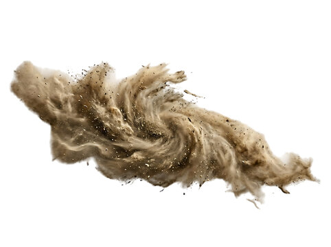 Explosion of Sand and Dust Particles with Glittering Elements on Transparent Background