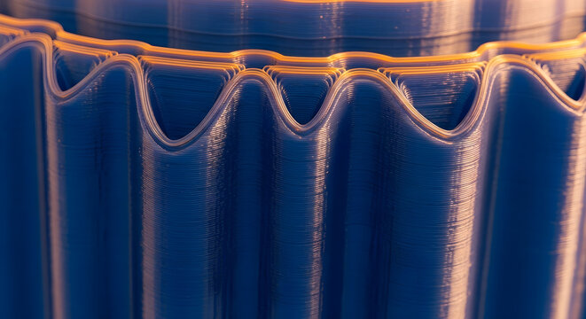 Abstract blue and orange layered waves with glowing light a modern and futuristic background design