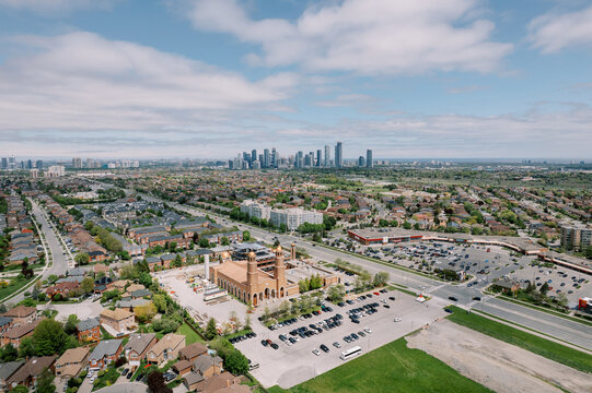 Aerial view of St Mary and St Athanasius Coptic Orthodox Church in Mississauga