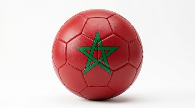 Soccer ball with the flag of morocco isolated on white background