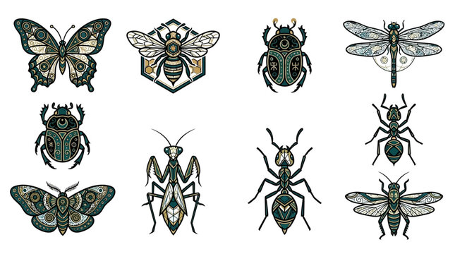 Insects and bugs on white background 3.