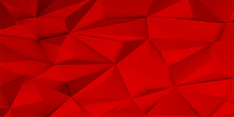 Fototapeta premium Futuristic red abstract geometric polygon background with stars and light shapes design