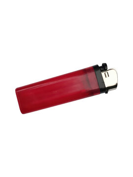 Red Disposable Cigarette Lighter Isolated on Transparent Background