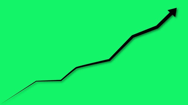 Black color arrow rising transparent channel. Abstract arrow growth chart of economy icon black color animated down to up arrow animation, on a white background, direction animation,with video