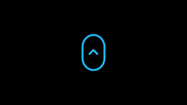 Minimal Up Arrow Button Icon on Black Background, Blue Outline Navigation Symbol, Scroll Up UI Element, Modern Interface Control, Vector Style Technology Design