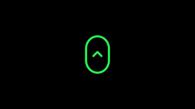 Minimal Up Arrow Button Icon on Black Background, Blue Outline Navigation Symbol, Scroll Up UI Element, Modern Interface Control, Vector Style Technology Design