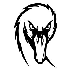 black and white vector illustration of animal face, ideal for coloring and esport logo © Alex