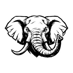 black and white vector illustration of animal face, ideal for coloring and esport logo © Alex