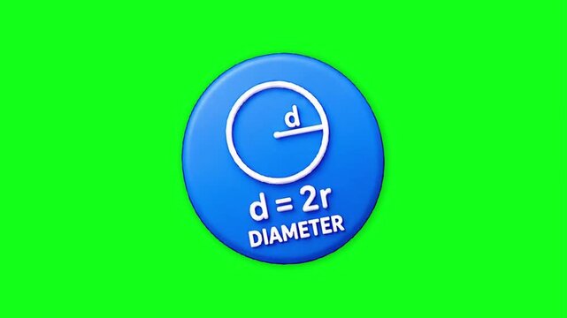 Blue diameter formula icon rotating on green screen