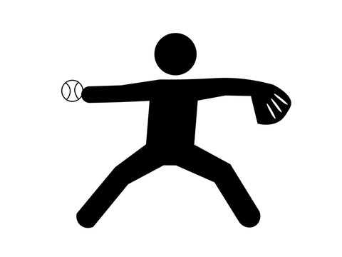 Baseball pitcher throwing ball pictogram