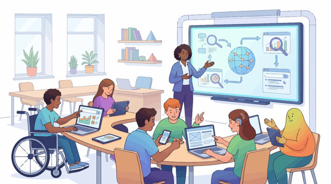 Inclusive Team Meeting Illustrating Collaborative Data Analysis Techniques