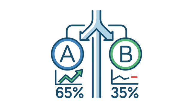 Professional A B Testing Vector Icon for Split Comparison Experiment and Website Conversion Optimization Isolated on White Background Representing Analytics Marketing Strategy and User Research