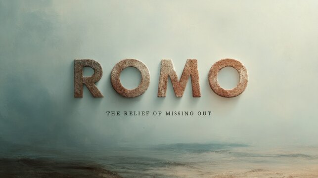 ROMO Relief Of Missing Out concept. Modern typography art, background
