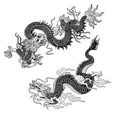 Fototapeta premium chinese tattoo dragon vector illustration