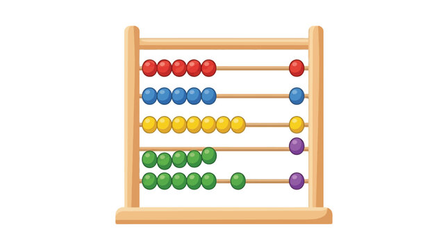 Vibrant multicolored wooden abacus icon isolated on a clean white background, educational mathematics tool for arithmetic learning and counting, detailed vector illustration for school design