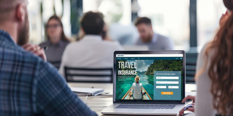 Fototapeta premium Online travel insurance agency providing worry-free travel trip to travelers brisk