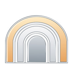 Fototapeta premium Minimalist illustration of an arched window with orange accents