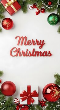 Festive christmas border with gifts and ornaments holiday season greetings
