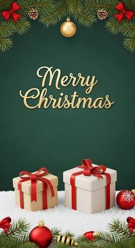 Festive christmas scene with gifts and decorations holiday greeting card design