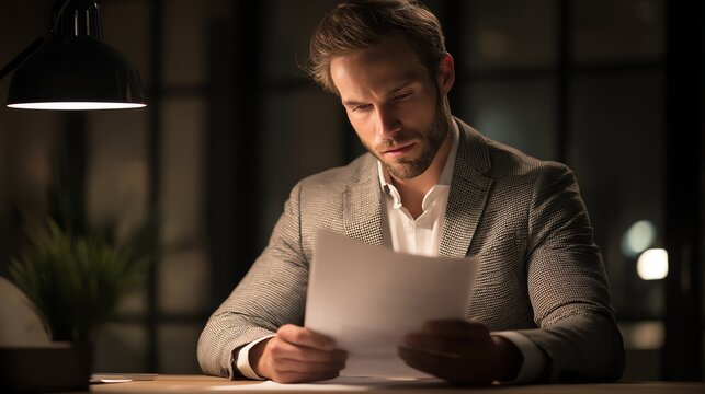 Portrait of recruiter reviewing resumes, high resolution, ultra detailed, realistic lighting, 8k, professional photography quality