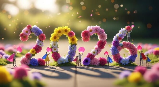 Floral numbers 2026 celebrate the new year with tiny figures.