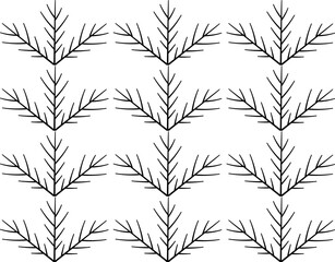 Obraz premium Tree branches outline icon pattern for winter seamless background and Christmas nature design elements