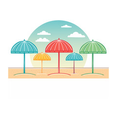 Obraz premium Flat design illustration of colorful beach umbrellas