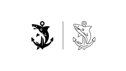 Shark Anchor Logo Design Concept Set © Yurayulianty