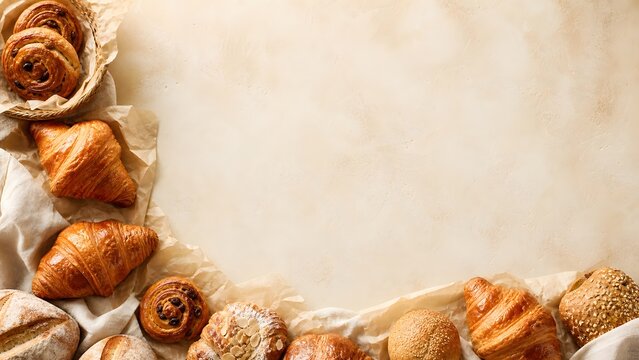 Bakery Pastry Edge Background with Empty Menu Space