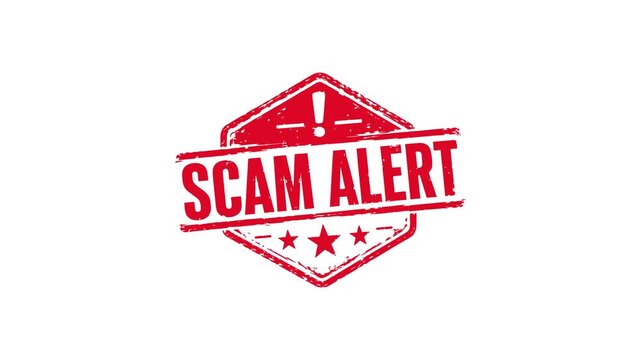 Scam Alert warning stamp fraud risk security notice animation
