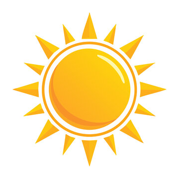 Flat design yellow sun with rays