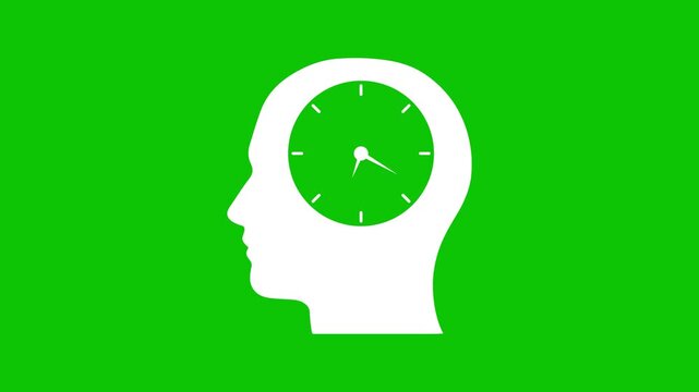 Human head clock time time management thinking animation video