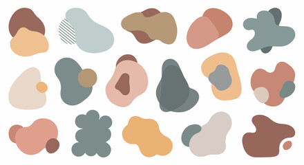 Fototapeta premium Abstract shapes, colorful blobs, boho geometric forms, modern decorative elements, 20-piece EPS set isolated on White Background Vactor EPS