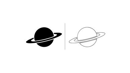 Minimalist Saturn Planet Icon Set Vector Illustration © hazeli