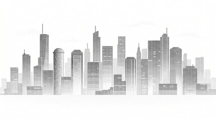 Fototapeta premium Stippled cityscape illustration isolated on white background