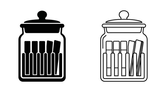 Glass jar with contents black and white line drawing
