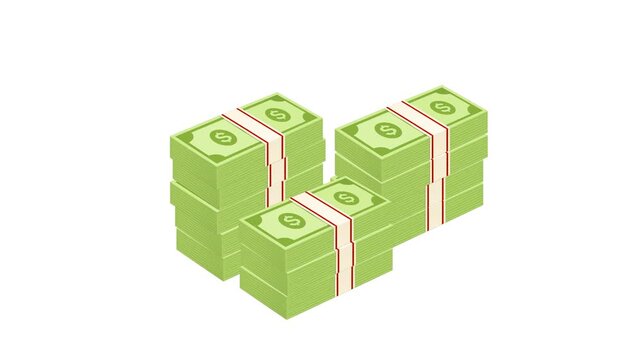 Dollar cash bundle stack money animation