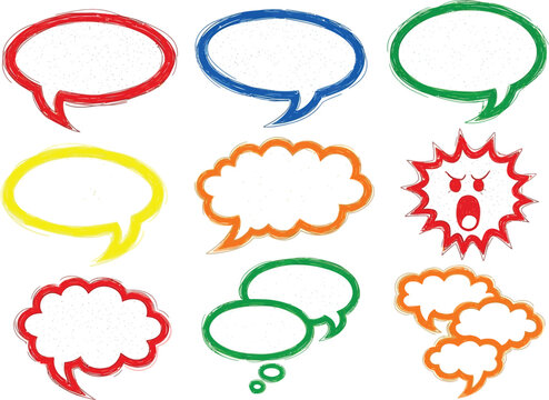 Colorful speech and thought bubble icons set