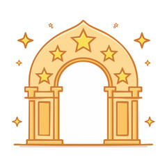 Fototapeta premium Flat design gold house with stars and door